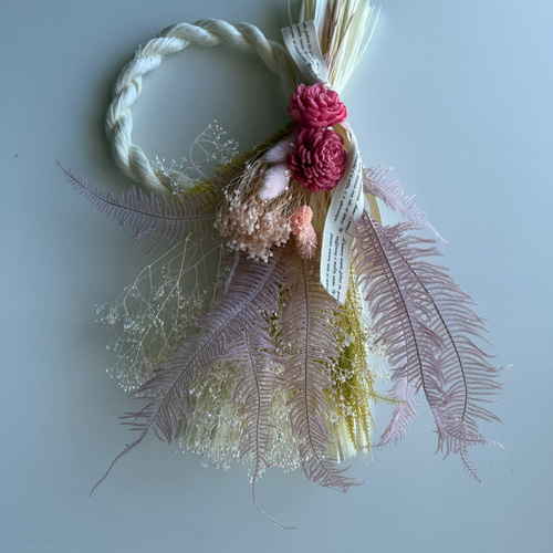 全国一律送料宅急便900円 ピンクのしめ縄スワッグ しめ縄 しめなわ