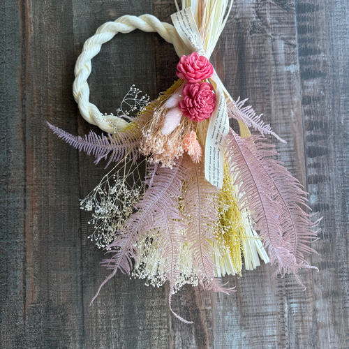 全国一律送料宅急便900円 ピンクのしめ縄スワッグ しめ縄 しめなわ