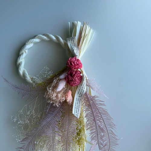 全国一律送料宅急便900円 ピンクのしめ縄スワッグ しめ縄 しめなわ