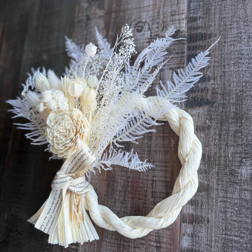 再販♡2純白の和の結晶: オールホワイトしめ縄飾り ホワイトスワッグ