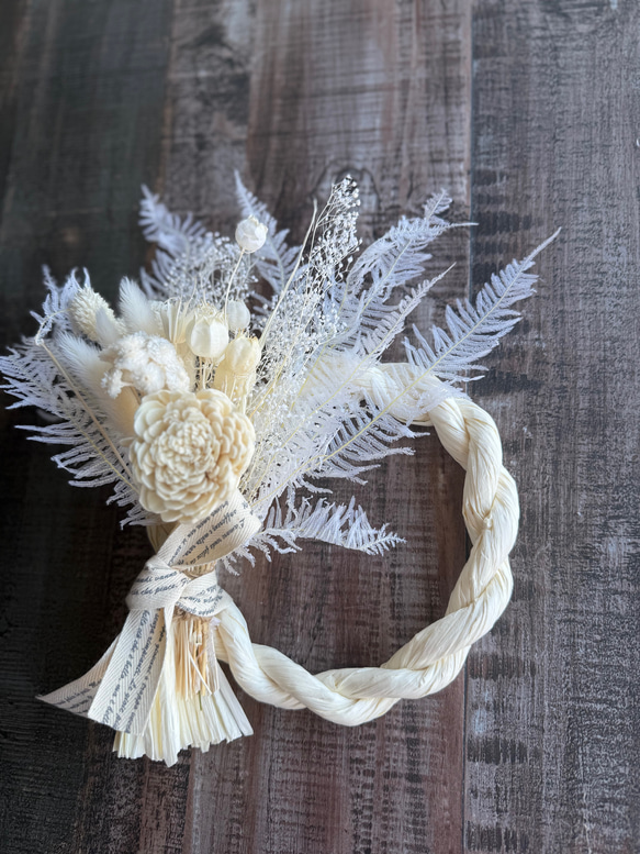 再販♡2純白の和の結晶: オールホワイトしめ縄飾り ホワイトスワッグ