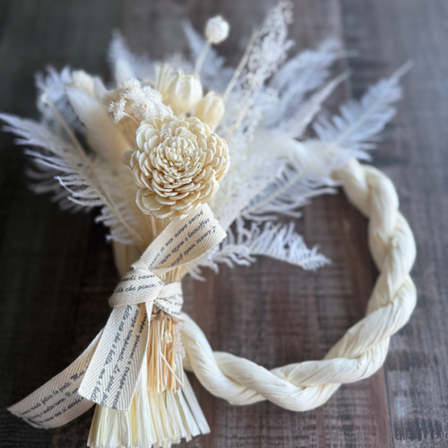 再販♡2純白の和の結晶: オールホワイトしめ縄飾り ホワイトスワッグ