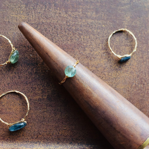 グリーンカイヤナイト コインフレームカット6mm / リング /ゴールド