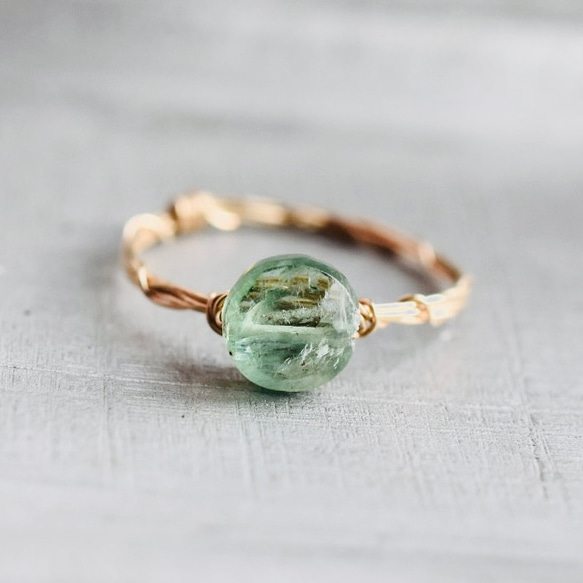 グリーンカイアナイト　シルバーリング グリーンカイヤナイト コインフレームカット6mm / リング /ゴールド