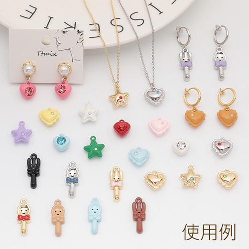 M15888 6個 フォークチャーム カラフル エポ スマイル リボン付き 食器