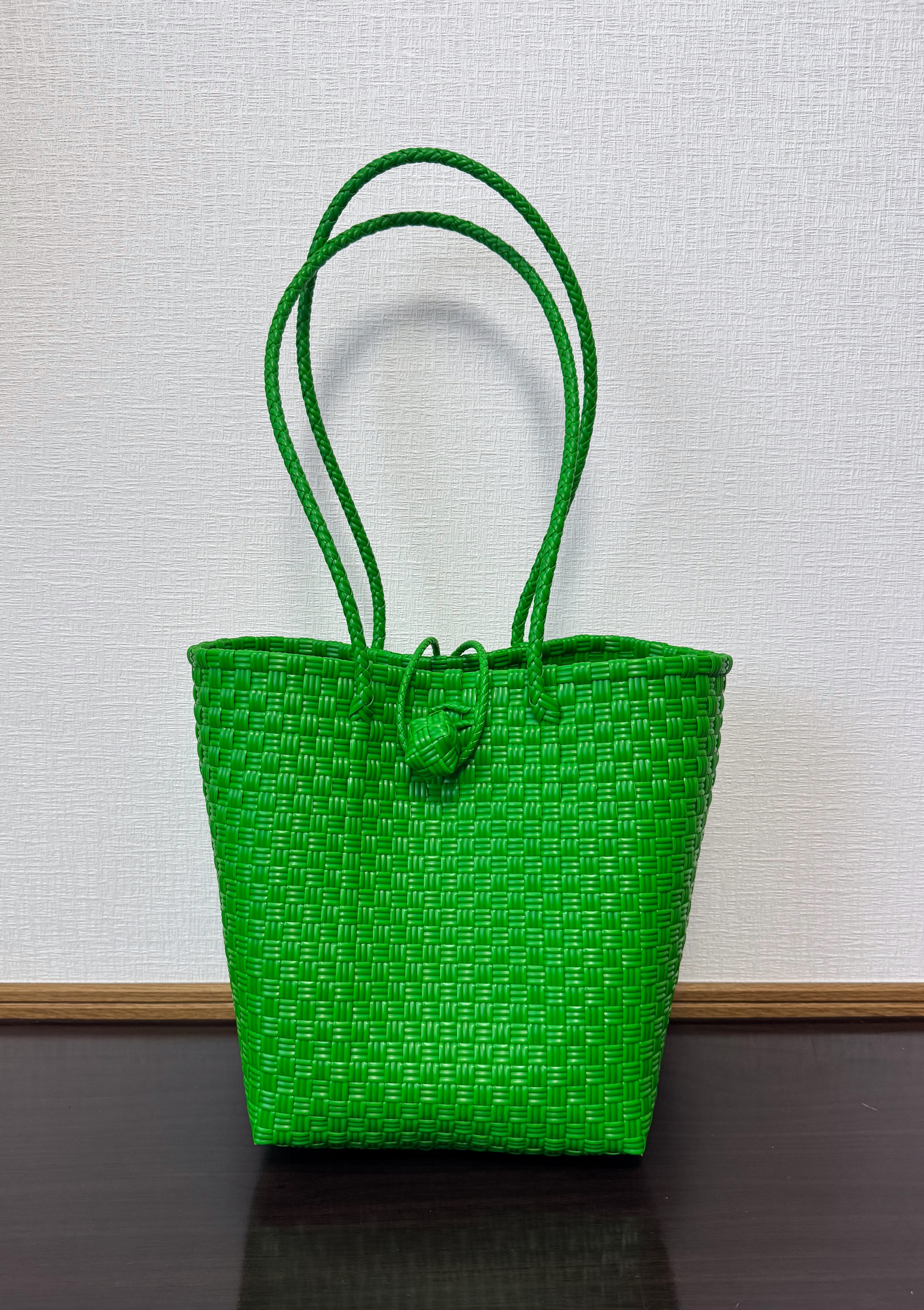 まるごと洗えるバッグ　プラカゴ　メルカド　バケツ型　トートバッグ　ロングハンドル　肩掛けOK パサールバッグ　グリーン