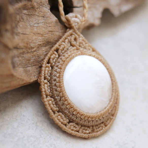 スコレサイトマクラメネックレスmac442天然石エスニックアジアンエキゾチックなアクセサリー 3枚目の画像