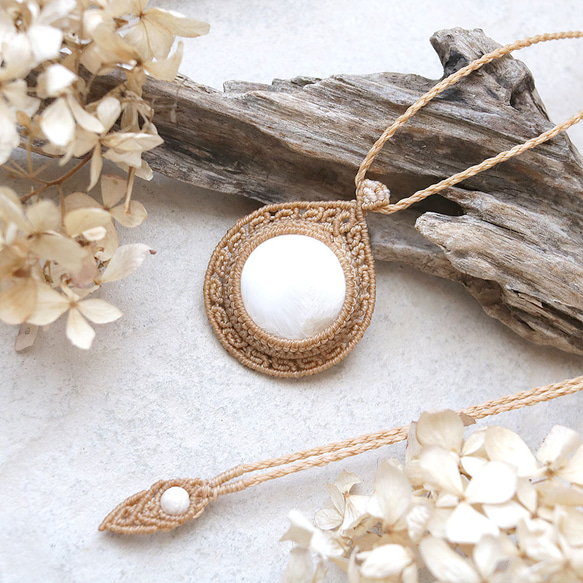 スコレサイトマクラメネックレスmac442天然石エスニックアジアンエキゾチックなアクセサリー 1枚目の画像