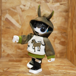 午年ロボホン服】長袖パーカー お馬さん オリーブ その他人形 あお