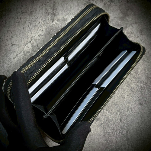 パイソン ダブルジッパー 長財布 カード24枚 大容量 蛇 メンズ