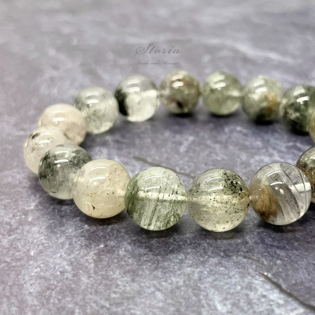 【一点もの】12mm ガネーシュヒマール産 ガーデンクォーツ ヒマラヤ水晶 ブレスレット【N12191】