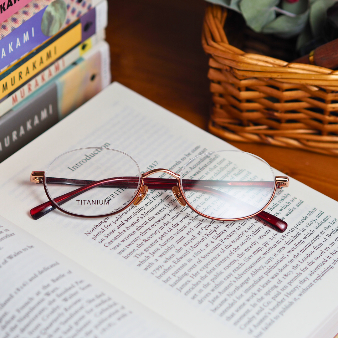 《一点もの現品限り》逆ナイロール眼鏡フレーム（アンダーリム）｜ボルドー