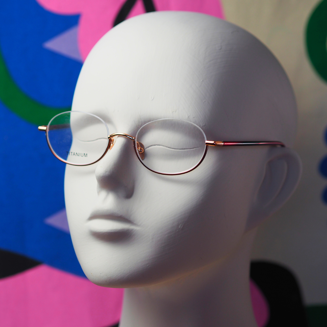 《一点もの現品限り》逆ナイロール眼鏡フレーム（アンダーリム）｜ボルドー