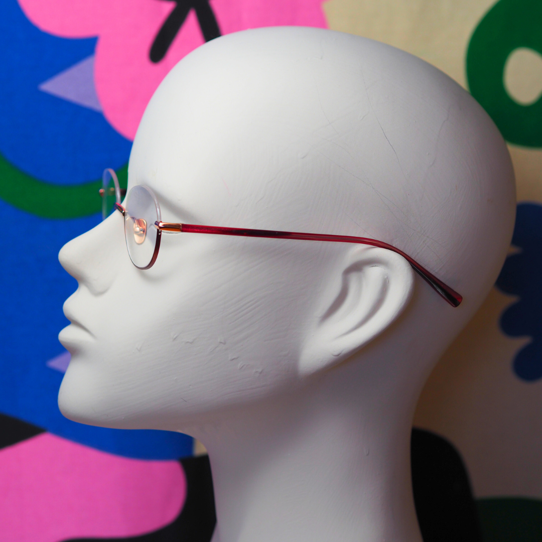 《一点もの現品限り》逆ナイロール眼鏡フレーム（アンダーリム）｜ボルドー