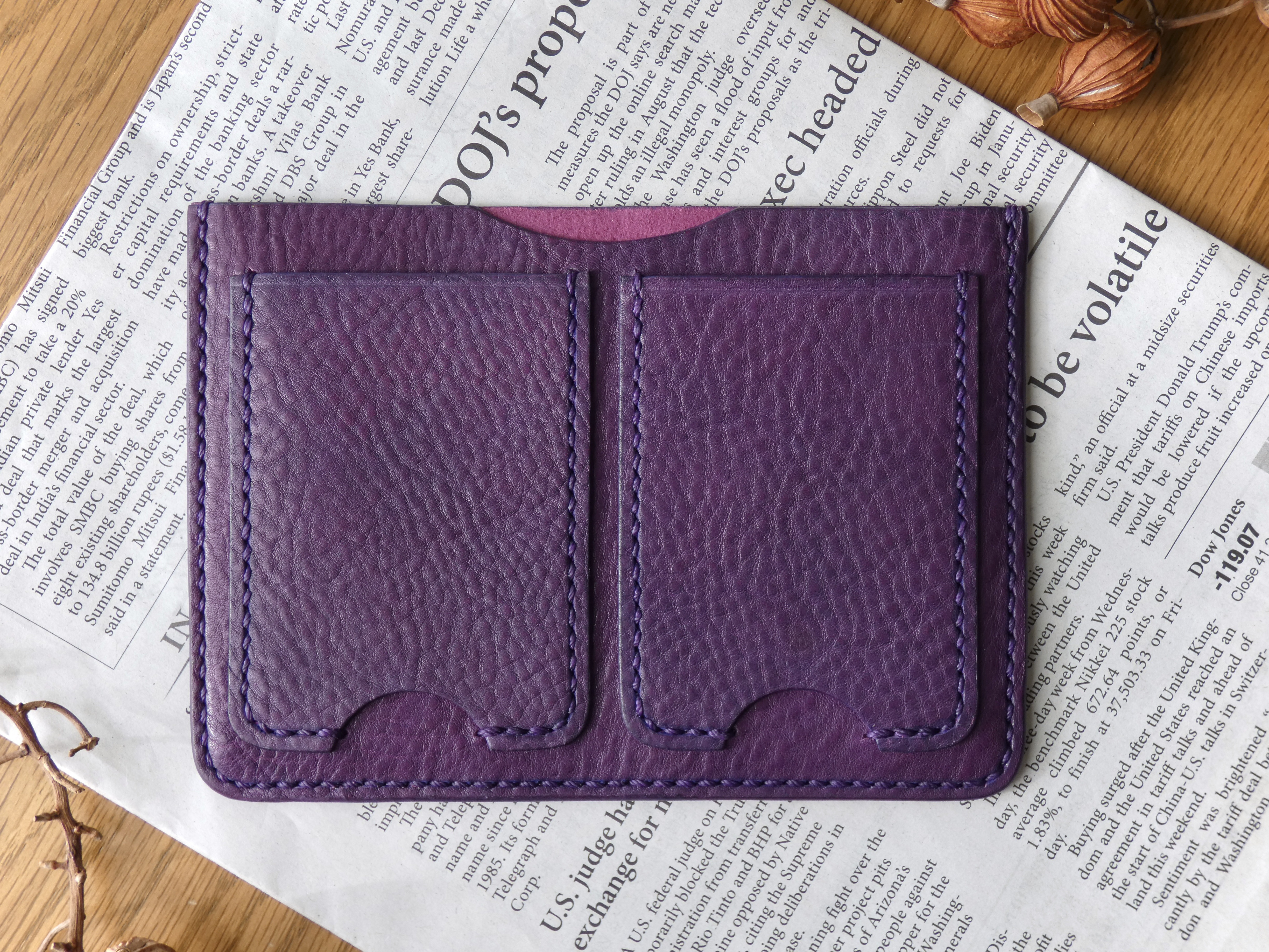 イタリア革のお薬手帳ケース／医療証ケース／A6サイズ／紫