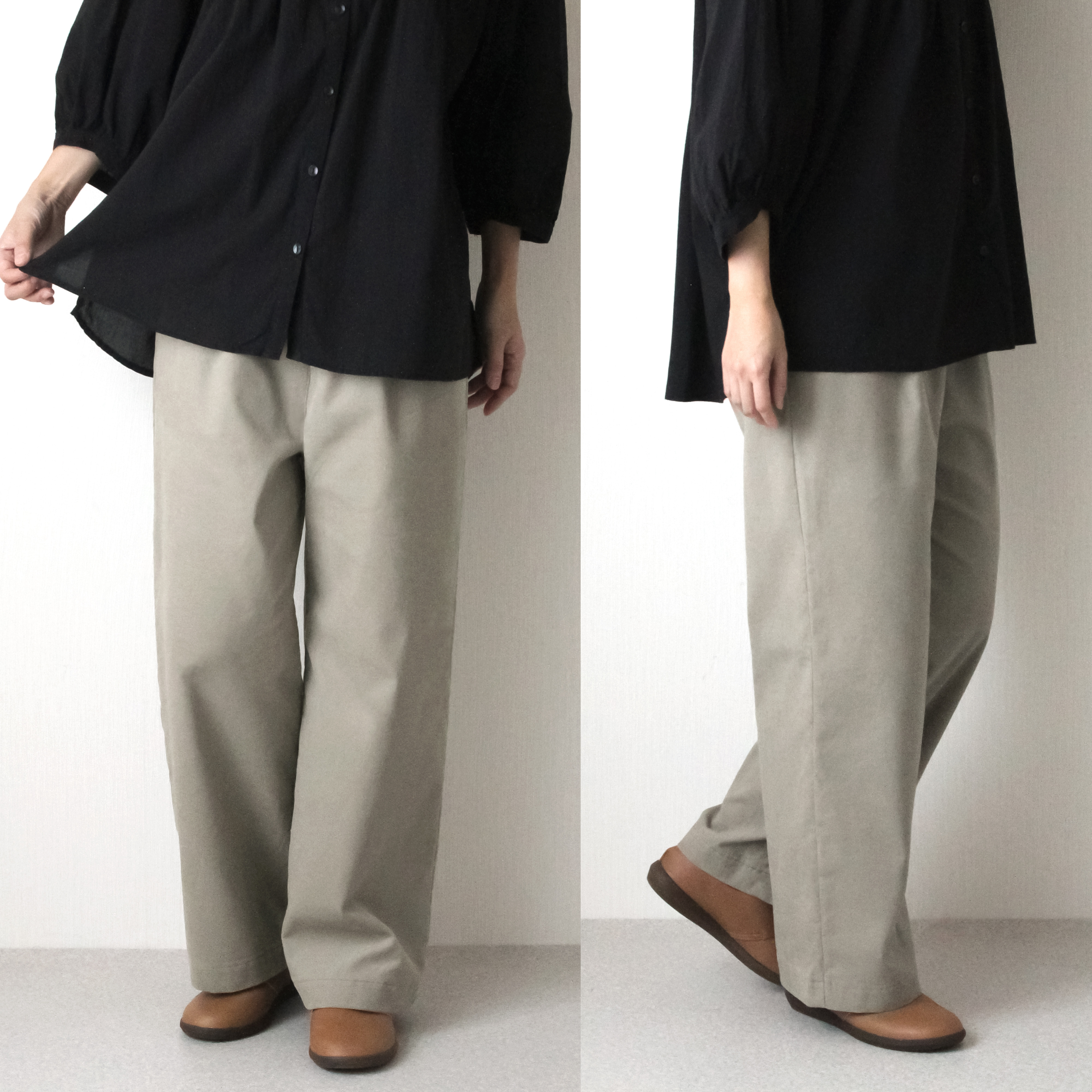太さも選べる♠ 軽めコーデュロイ綿100%／ワイドパンツ アイボリーグレー ストレート バギー