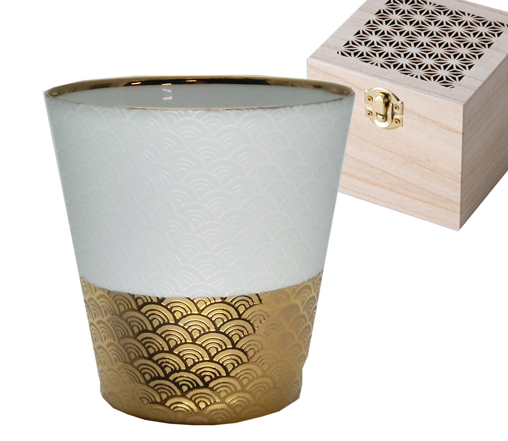 US-CP3　うすづくり　青海波カップ　ゴールド