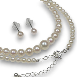 パールラリエットネックレス セミロング 天然大粒真珠10-11mm マルチ