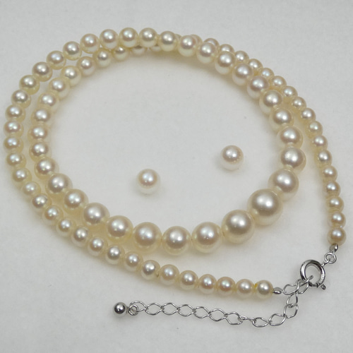 アコヤ本真珠ネックレス イヤリング（ピアス）セット約4.0～8.0mm完璧