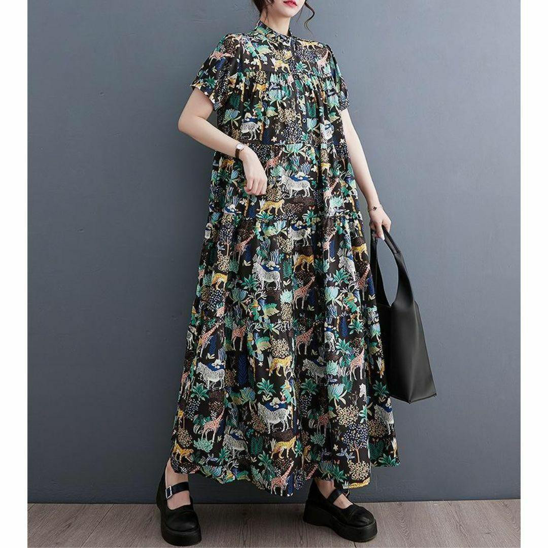 大きいサイズ レディース ロング　ワンピース　春夏 秋 新品　シャツ　 半袖