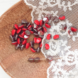 17x12ミリ 4個】レッド ホースシュー 馬蹄 蹄鉄 チェコビーズ E057