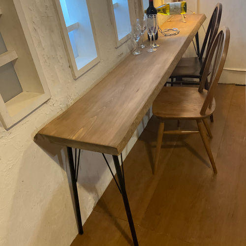 w1870ヒノキ一枚板デザインテーブル 一枚板ヒノキ 一枚板 カウンター