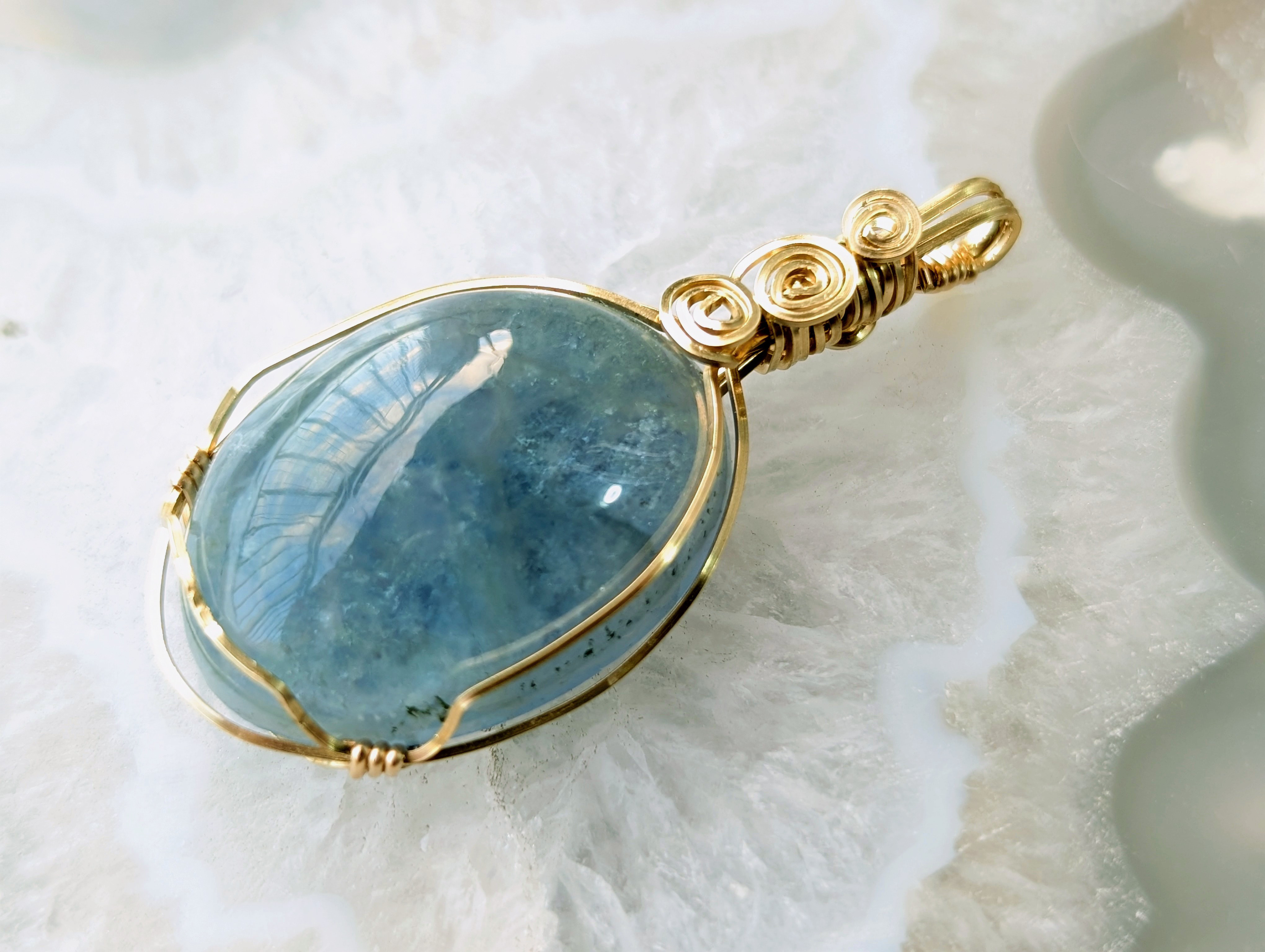 14kgf ガーデン アクアマリン  ゴールドフィルド ワイヤー ペンダント