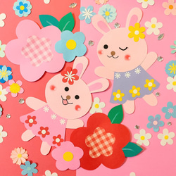 画用紙 ラミネート可 レトロ うさぎ かわいい 祝電 壁面 ～レトロ