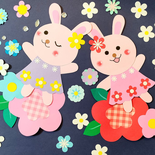 画用紙 ラミネート可 レトロ うさぎ かわいい 祝電 壁面 ～レトロ