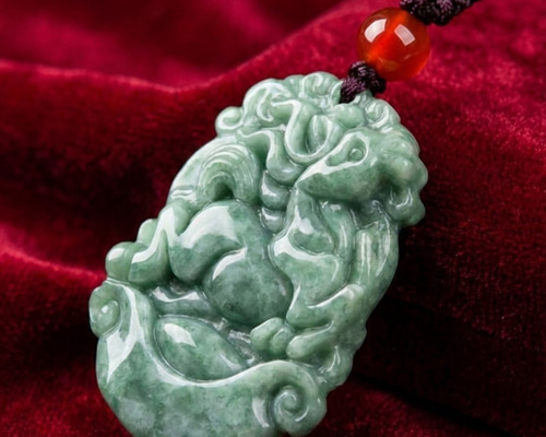 creema限定 天然翡翠 Aランク 馬 午年 ネックレス メンズ 干支 ギフト