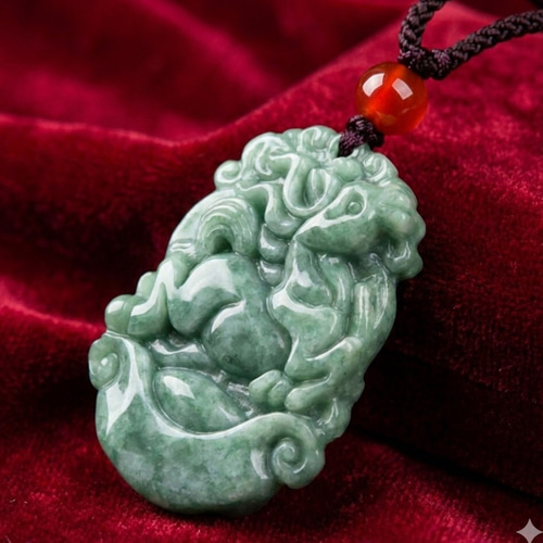 creema限定 天然翡翠 Aランク 馬 午年 ネックレス メンズ 干支 ギフト