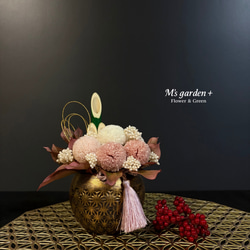 SALE【ミニ門松】ゴールドと白の大人可愛いお正月飾り しめ縄