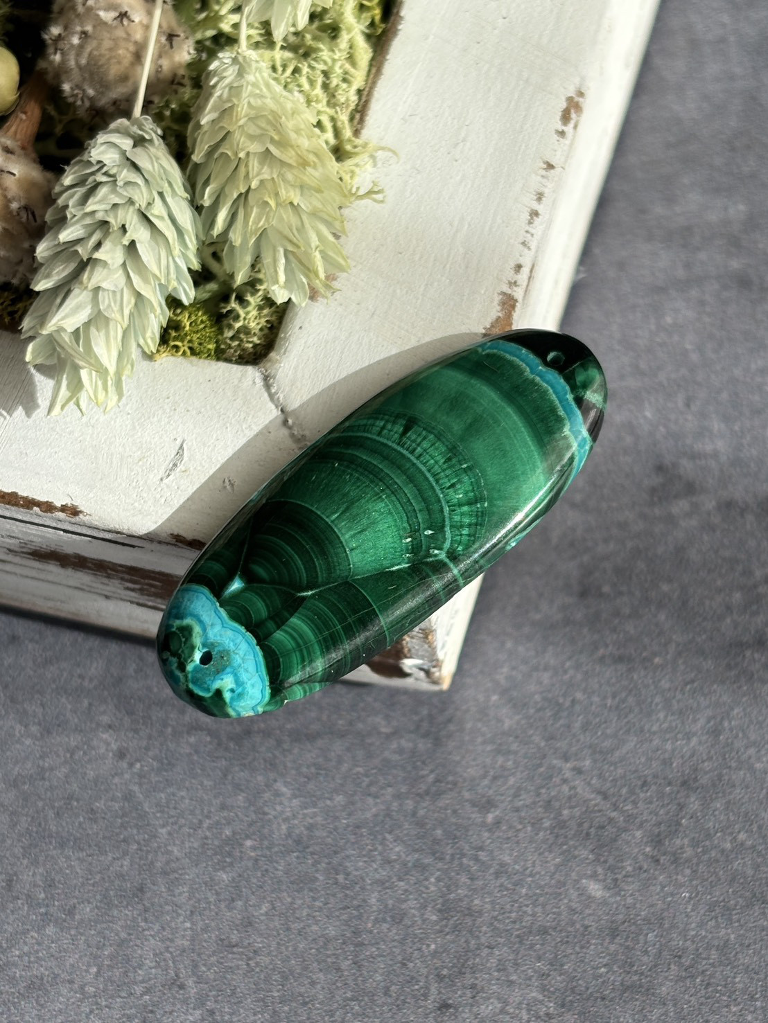 シャトヤンシー マラカイト クリソコラ 両側・穴あき ルース 36 天然石