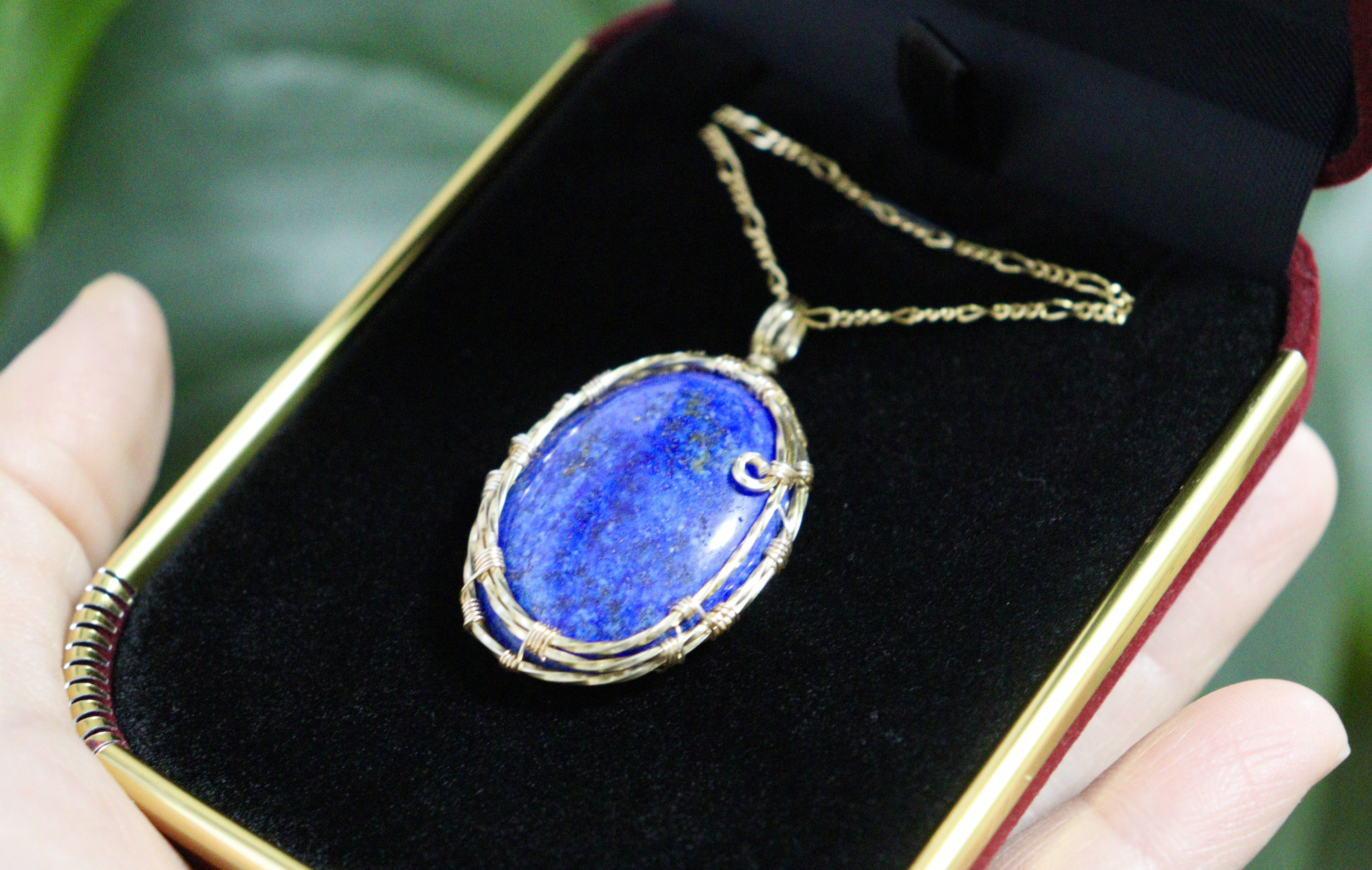 12月誕生石︎︎⟡ラピスラズリのワイヤージュエリーネックレス︎︎︎︎⟡天然石ペンダント