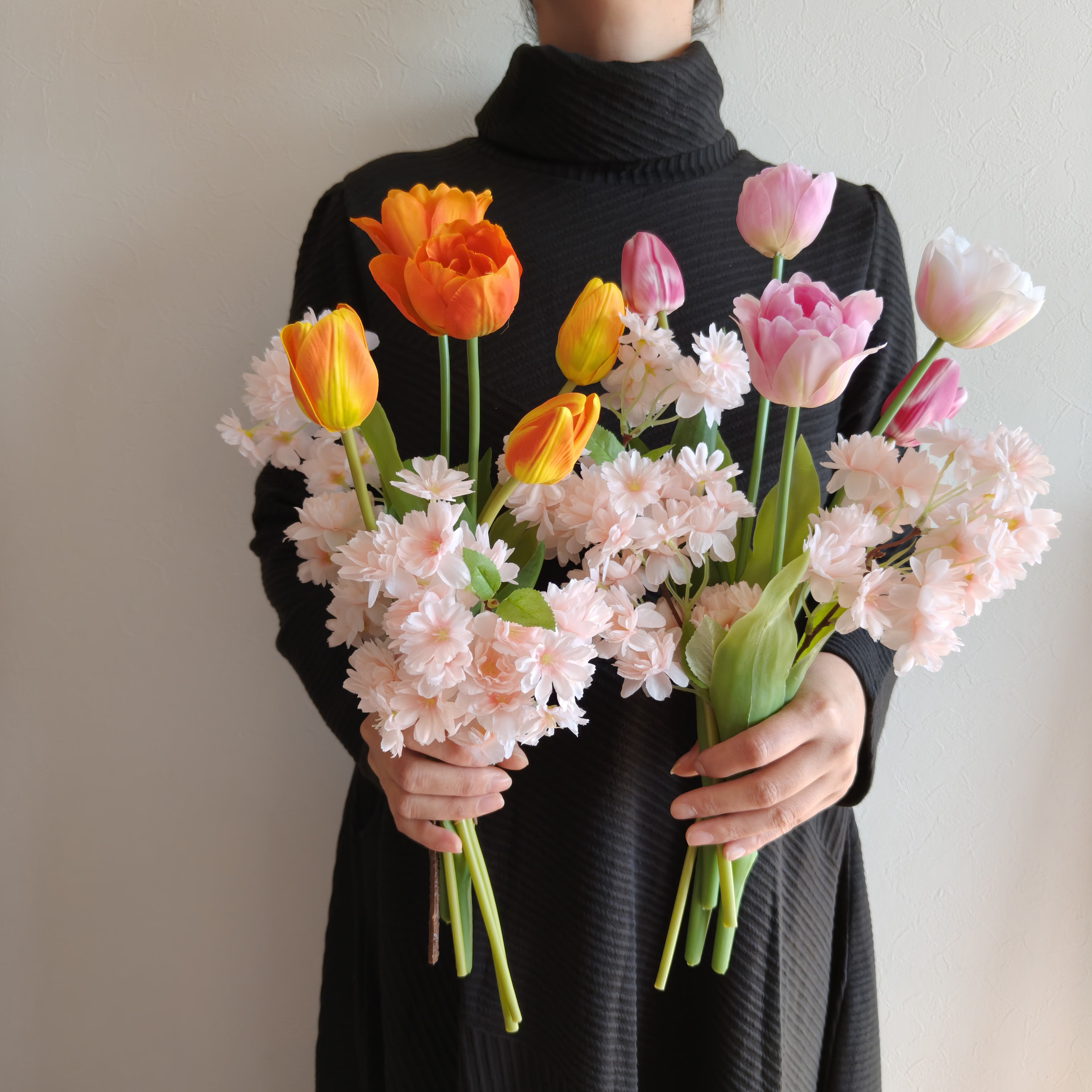 高品質＊桜とチューリップのブーケorange ひなまつり2026 インテリア　入学祝い母の日　店舗装飾 新作2026