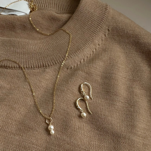 【新作2026】淡水パールと煌めくジルコニアのミニピアス  /金具変更可（イヤリング・シルバーカラーあり）フォーマルにも 10枚目の画像