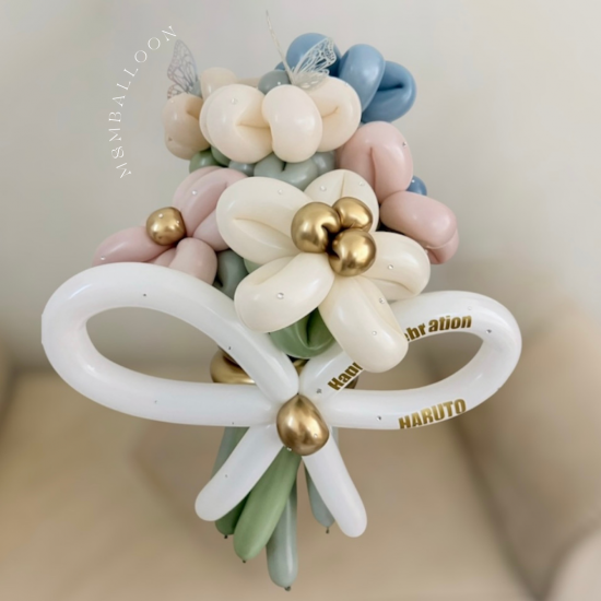 【くすみ系パステル】MIXフラワーバルーンブーケ バルーンギフト バルーン花束 M&M Balloon