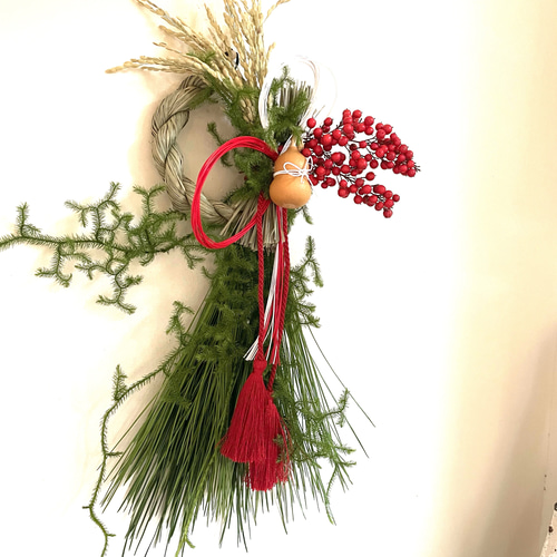 Freshお正月飾り〜ヒカゲノカズラ＆南天＆ひょうたん〜C しめ縄