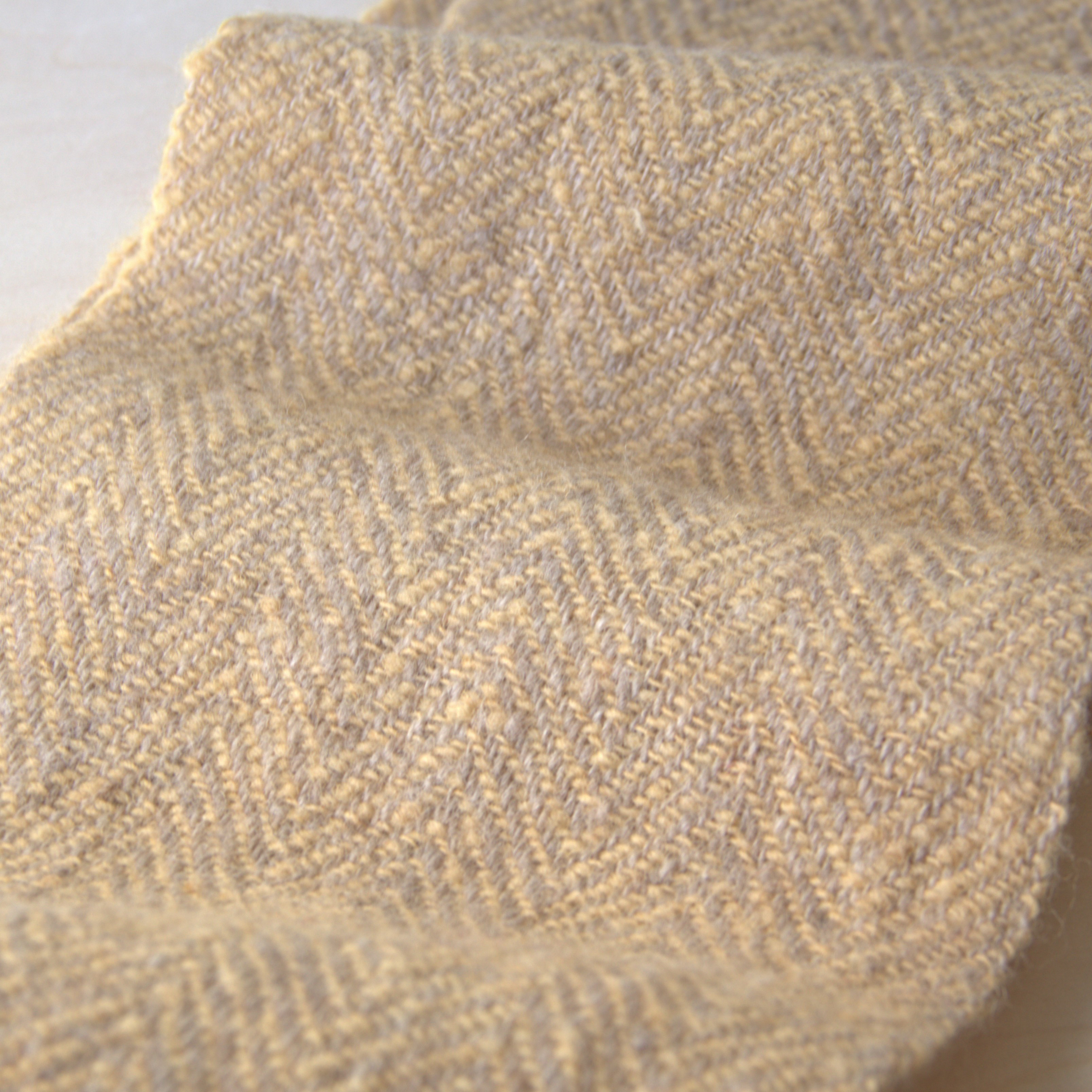 ホームスパンプチマフラー　黄色・杉綾