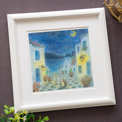 原画】Have a nice dayニャン♪ ハリネズミ ねこ イラスト ちびcafe