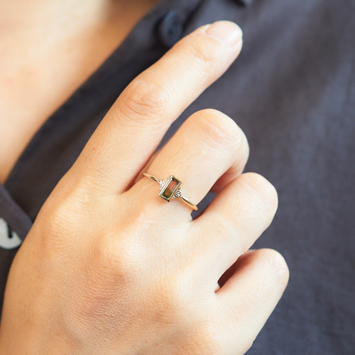 バイカラートルマリン ピンクオリーブ K10YG リング 指輪・リング