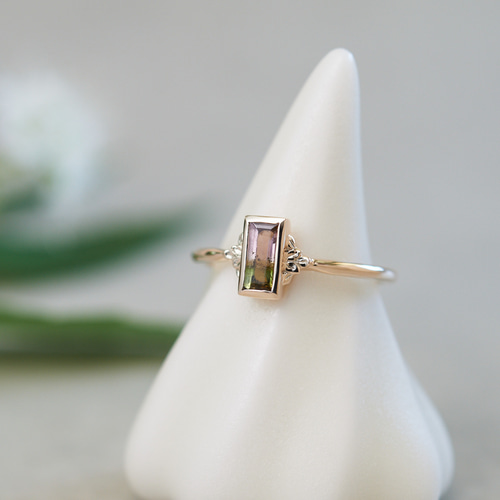 『RINGO』トルマリンクォーツ×パール♡【キュイキュイ】K10 ドロップ 横浜店・8点限定】バイカラートルマリン K10/K18/PTリング・セラム