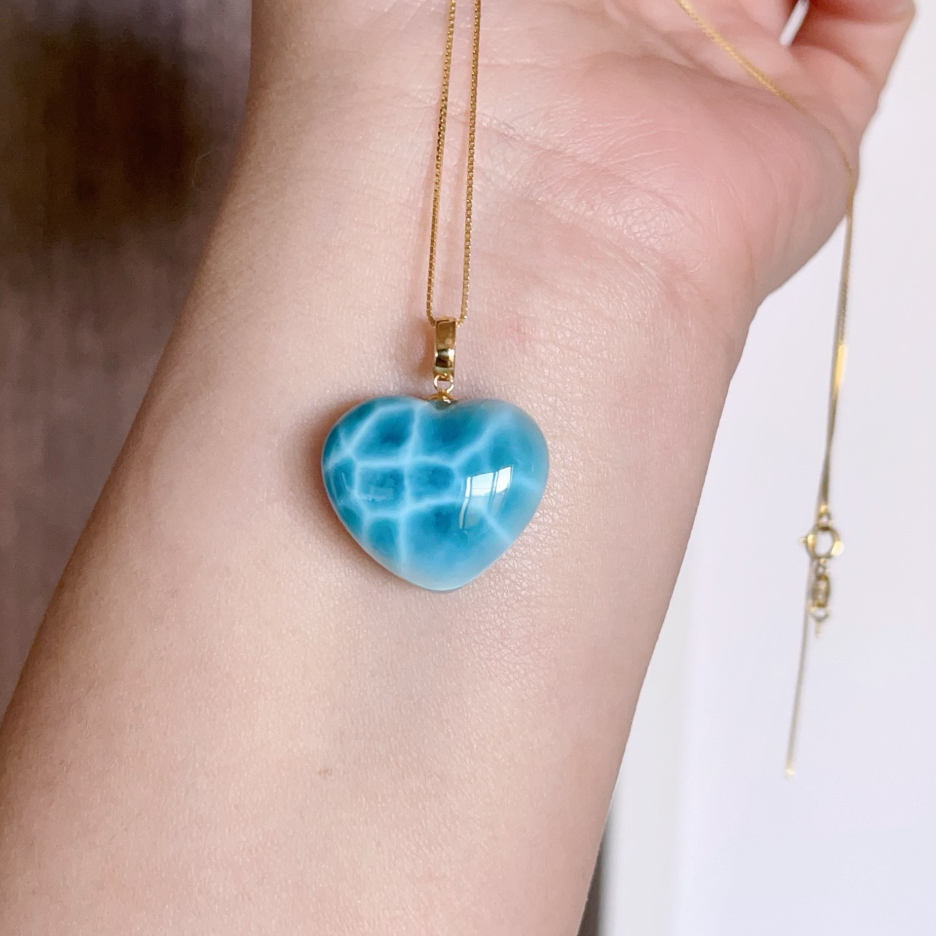 天然無処理　ラリマー ペンダント　k18 No966