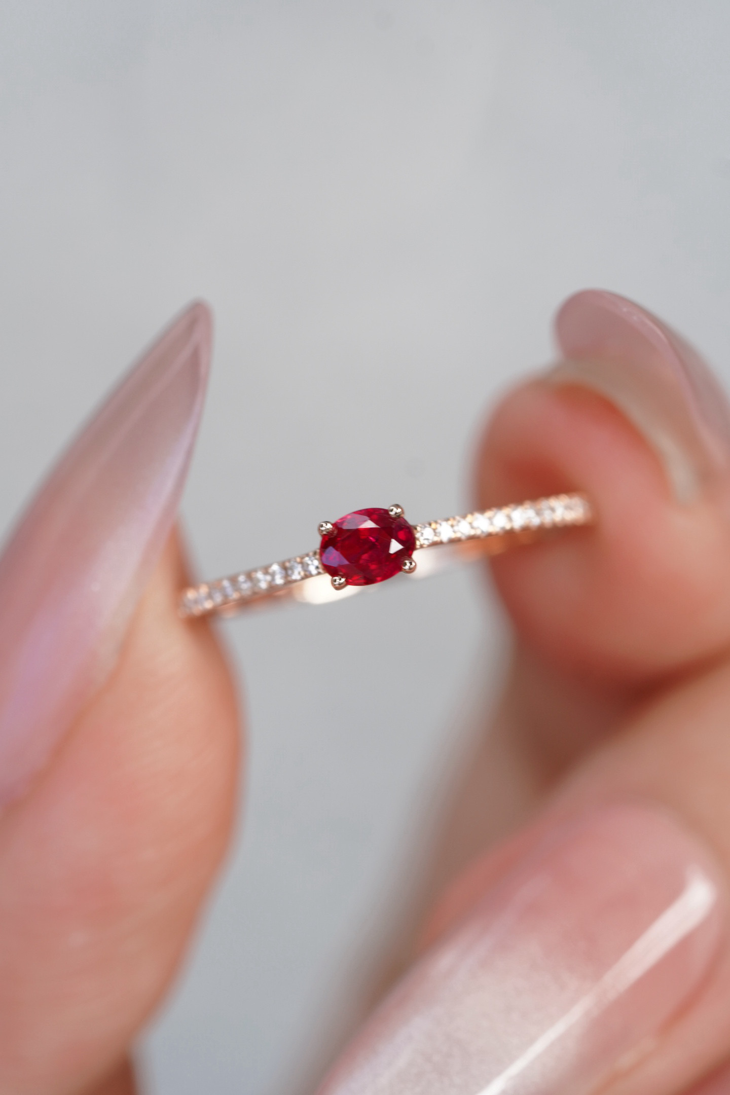 天然ダイヤモンド付きルビーリングk18 5301