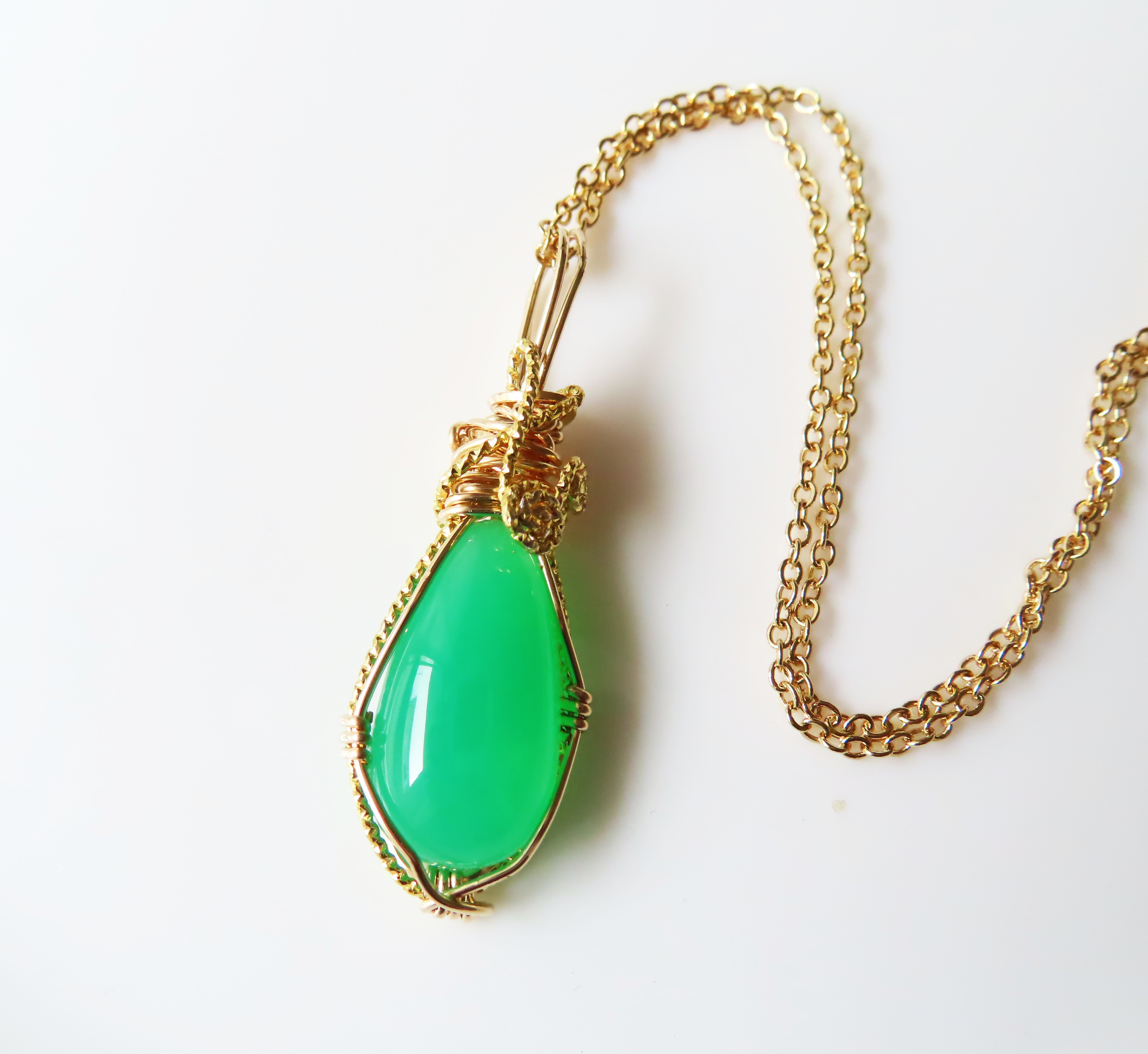 クリソプレーズ　　新しい世界への扉を開く　14kgfペンダント