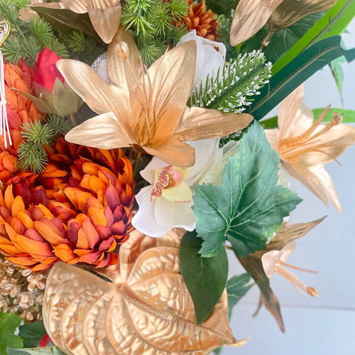 特大サイズ 正月アレンジメント】 扇と松が描く迎春の華｜和モダン