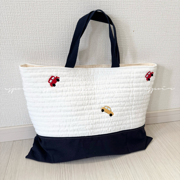 入園入学レッスンバッグ/刺繍はたらくくるまと信号機 レッスンバッグ