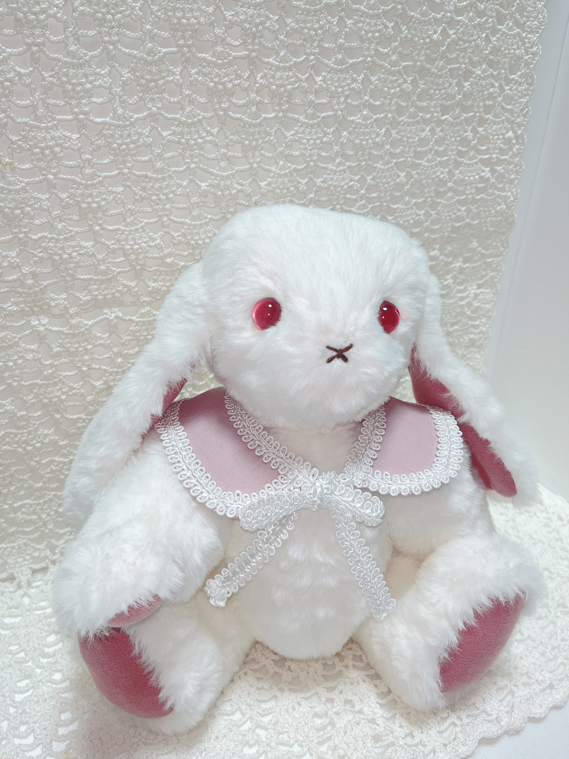 白うさぎのぬいぐるみ｜レース襟選択可・下着セット（シュミーズ／ドロワーズ）はオプション