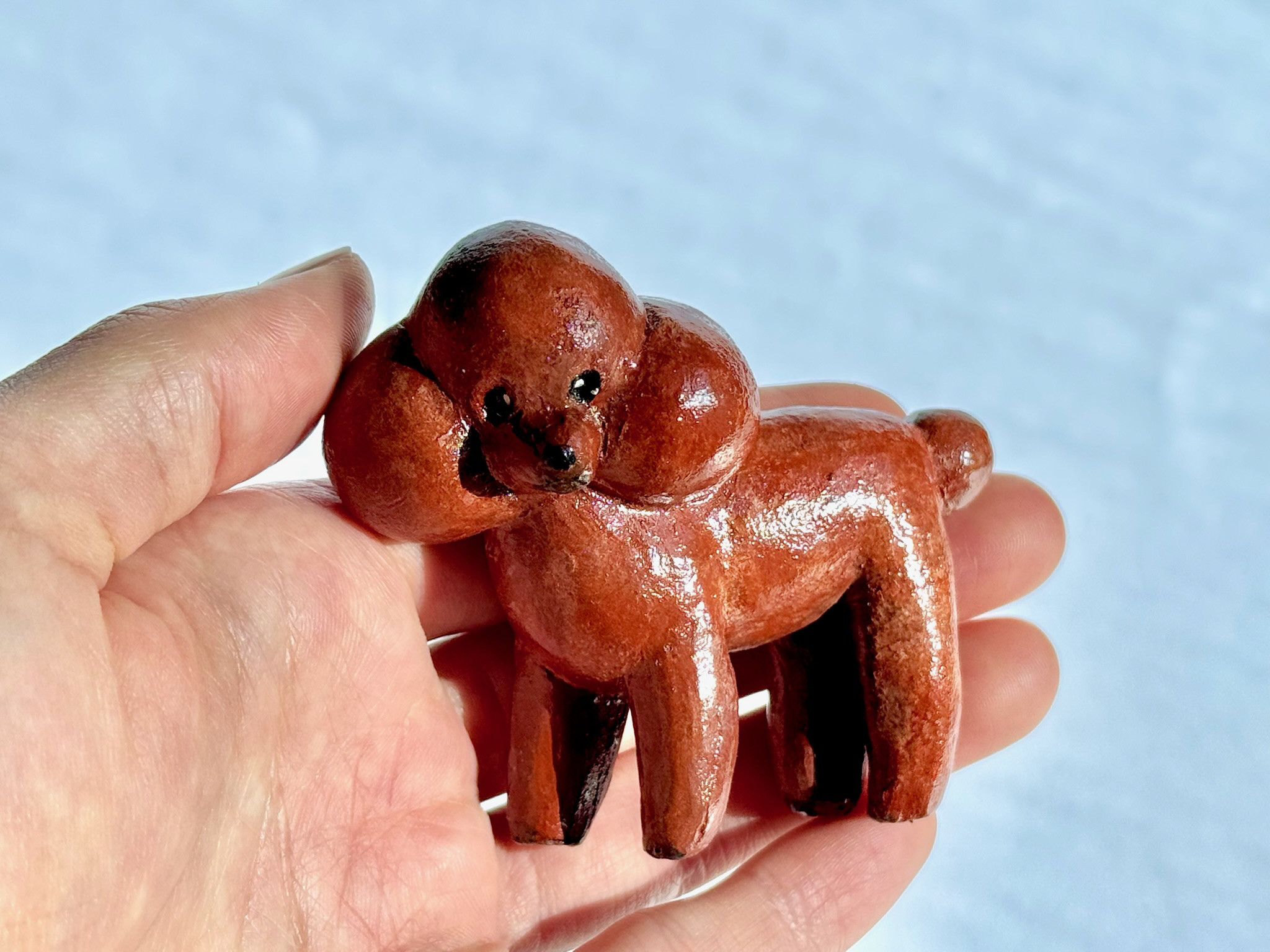 プードルちゃん(レッド)の陶器オーナメント