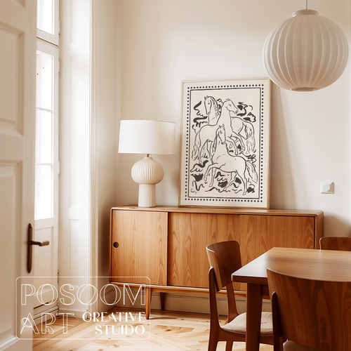 干支 馬 ポスター レオ・ヘステル [Three Horses] ウマ